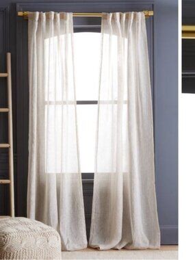 Quince Set Of 2 48x96 European Linen Sheer Curtains Flax